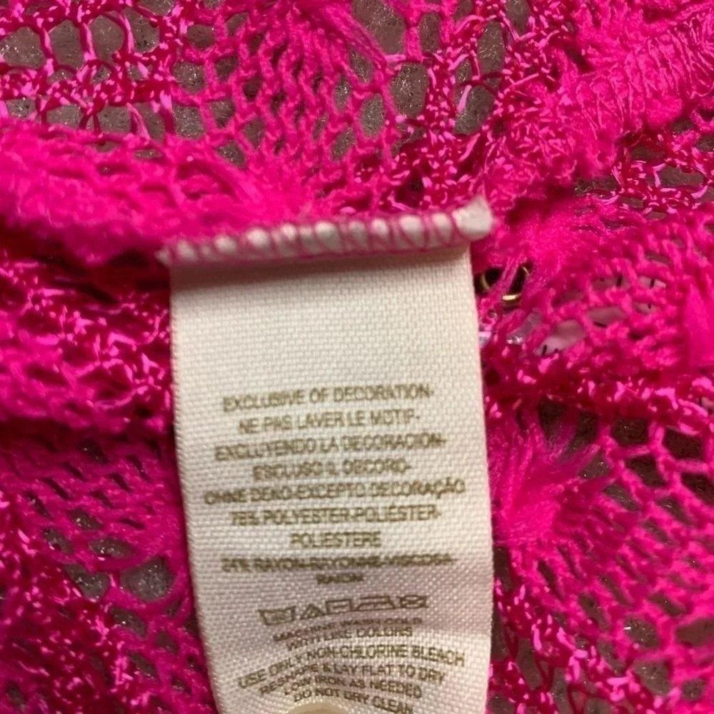 Free People New Romantics Hot Pink Madam Butterfly Crochet Top‎ Women Size XS